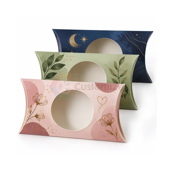 pillow boxes with die cut packaging
